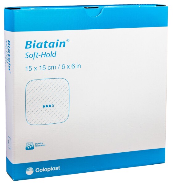 Biatain Schaumverband sanft-haftend (steril) 15 x 15 cm