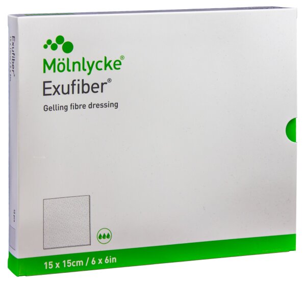 Exufiber® gelbildender Faserverband, steril 15 x 15 cm, 10 Stück