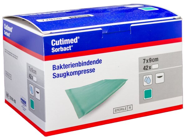 Cutimed® Sorbact® 9 cm x 7 cm, Saugkompressen, 42 Stück